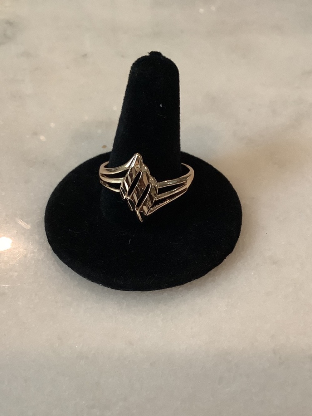 Chevron-Style Sterling Ring in Gold Tone, Brand New